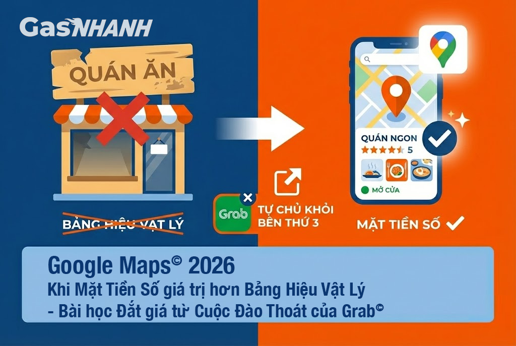 Google Maps© 2026: Khi Mặt Tiền Số giá trị hơn Bảng Hiệu Vật Lý – Bài học Đắt giá từ Cuộc Đào Thoát của Grab