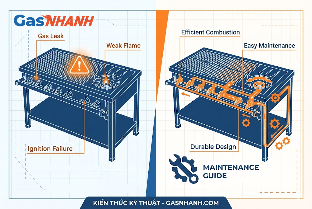 Hiểu về nguyên lý Bếp gas công nghiệp Hàn Quốc – Các lỗi và cách bảo trì